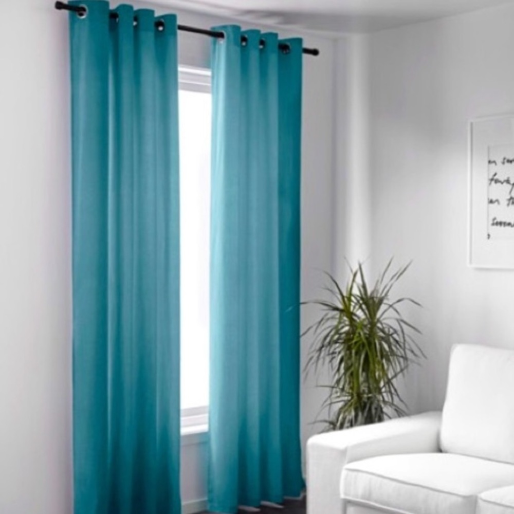 IKEA sanela velvet turquoise blue curtains